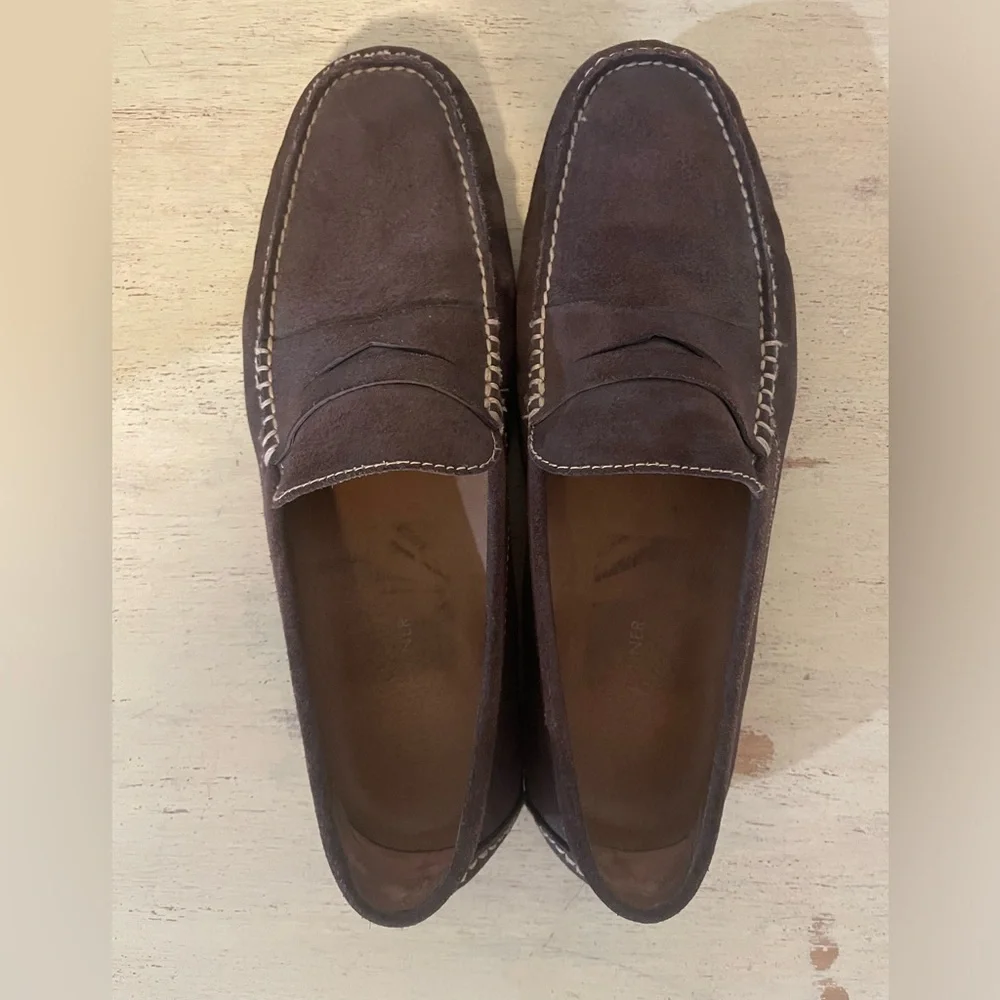 DONALD J. PLINER Made in Italy Nubuck Penny Vamp Driving Loafer in Brown 10 $265 - Picture 5 of 7